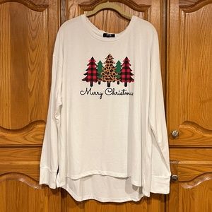 Merry Christmas Long Sleeve Tee - Women's Plus Size XXL